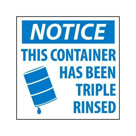 National Marker Co Hazardous Waste Vinyl Labels - Notice This Container Has Been Triple Rinsed HW23